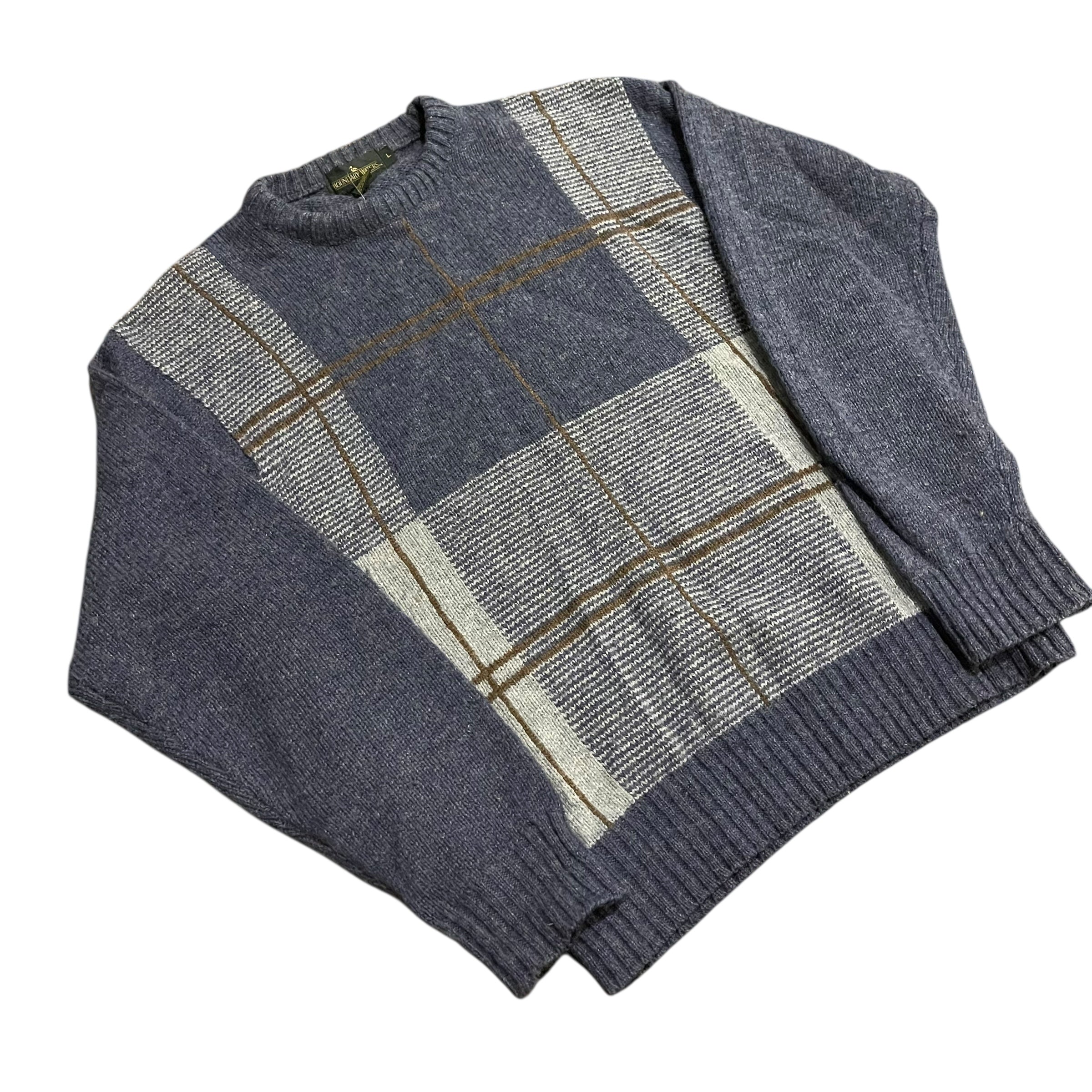 Pull en laine tricoté à rayures vintage