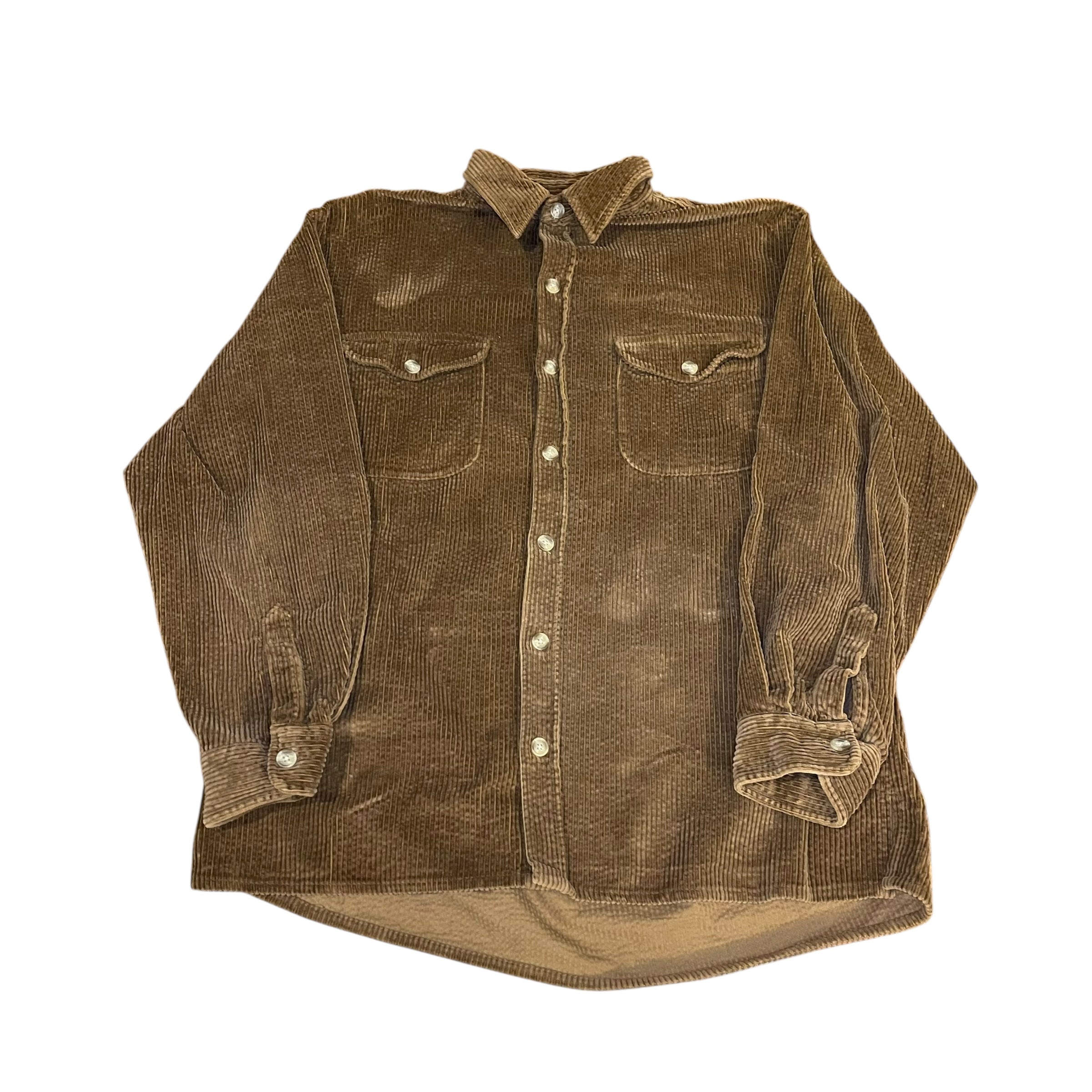 Chemise boutonnée en velours côtelé marron vintage
