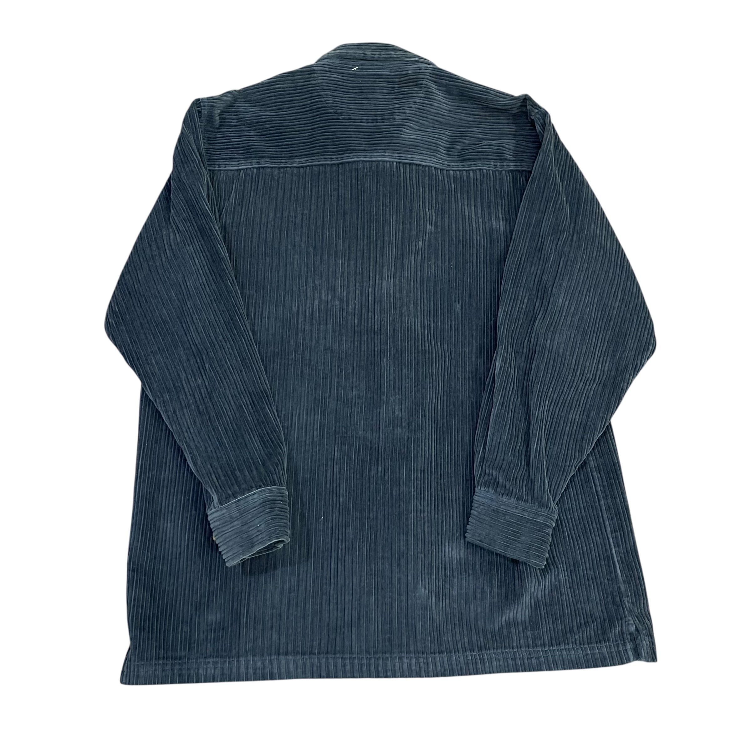 Veste vintage zippée en velours côtelé bleu à manches longues