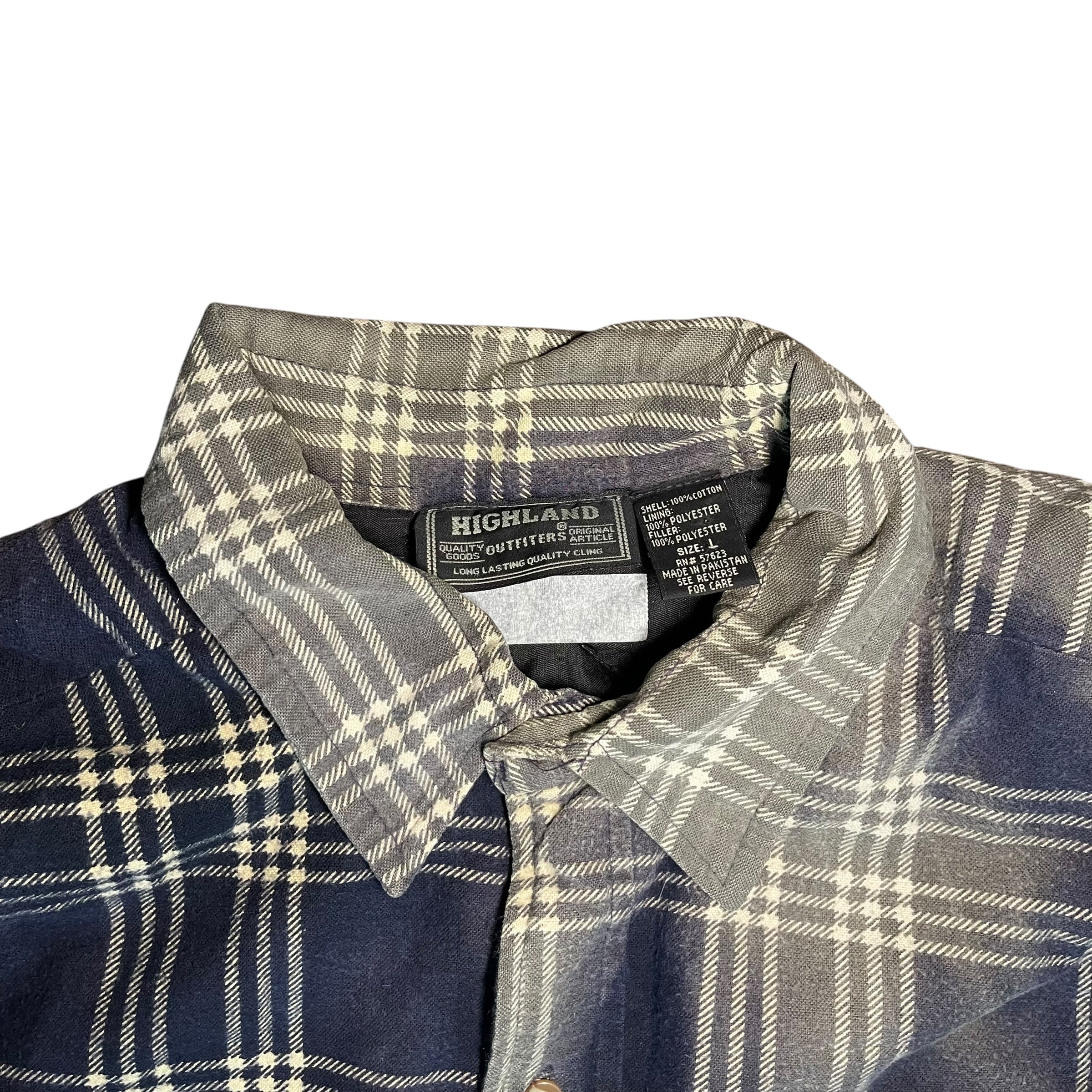 Veste en flanelle bleu marine matelassée et vieillie d'époque