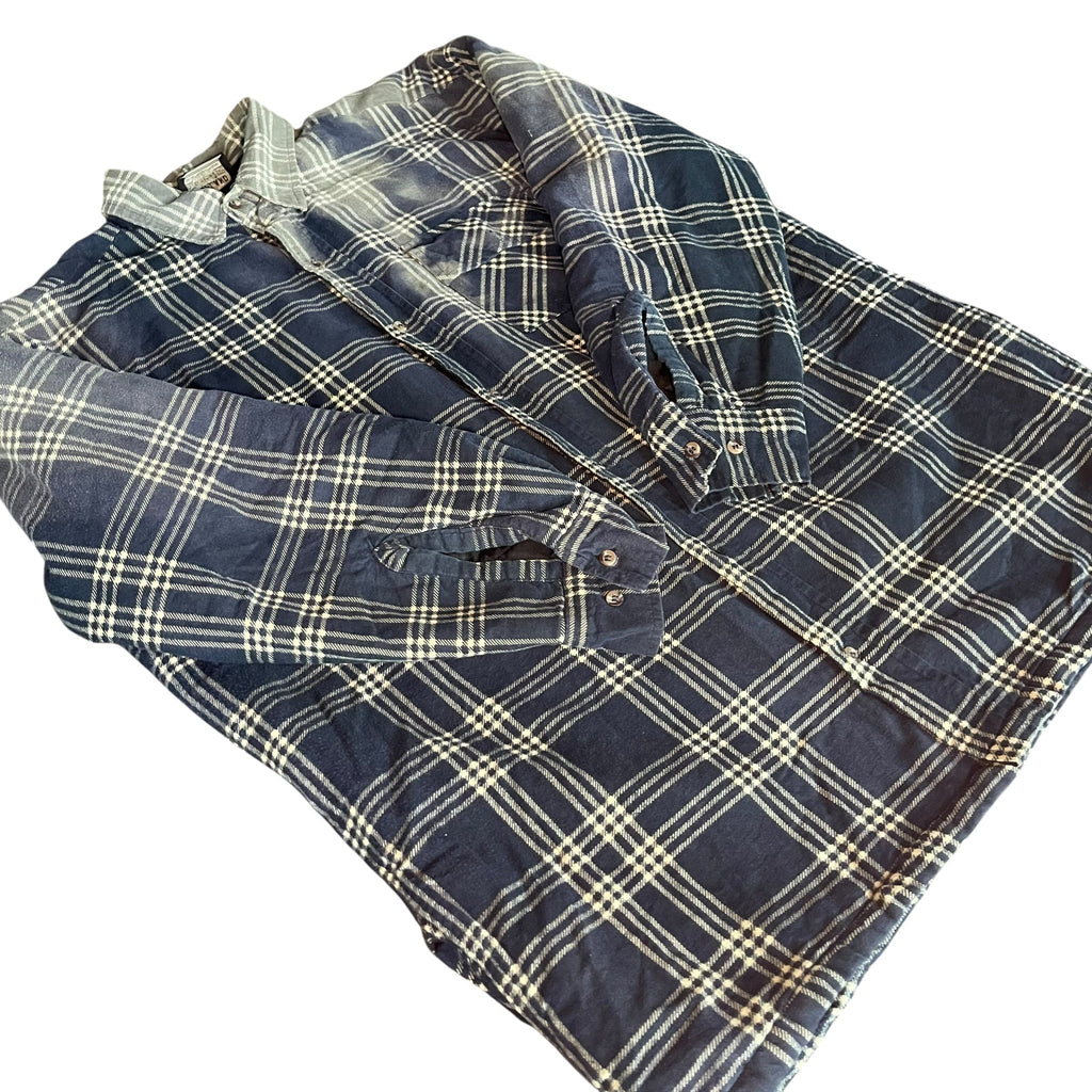 Veste en flanelle bleu marine matelassée et vieillie d'époque