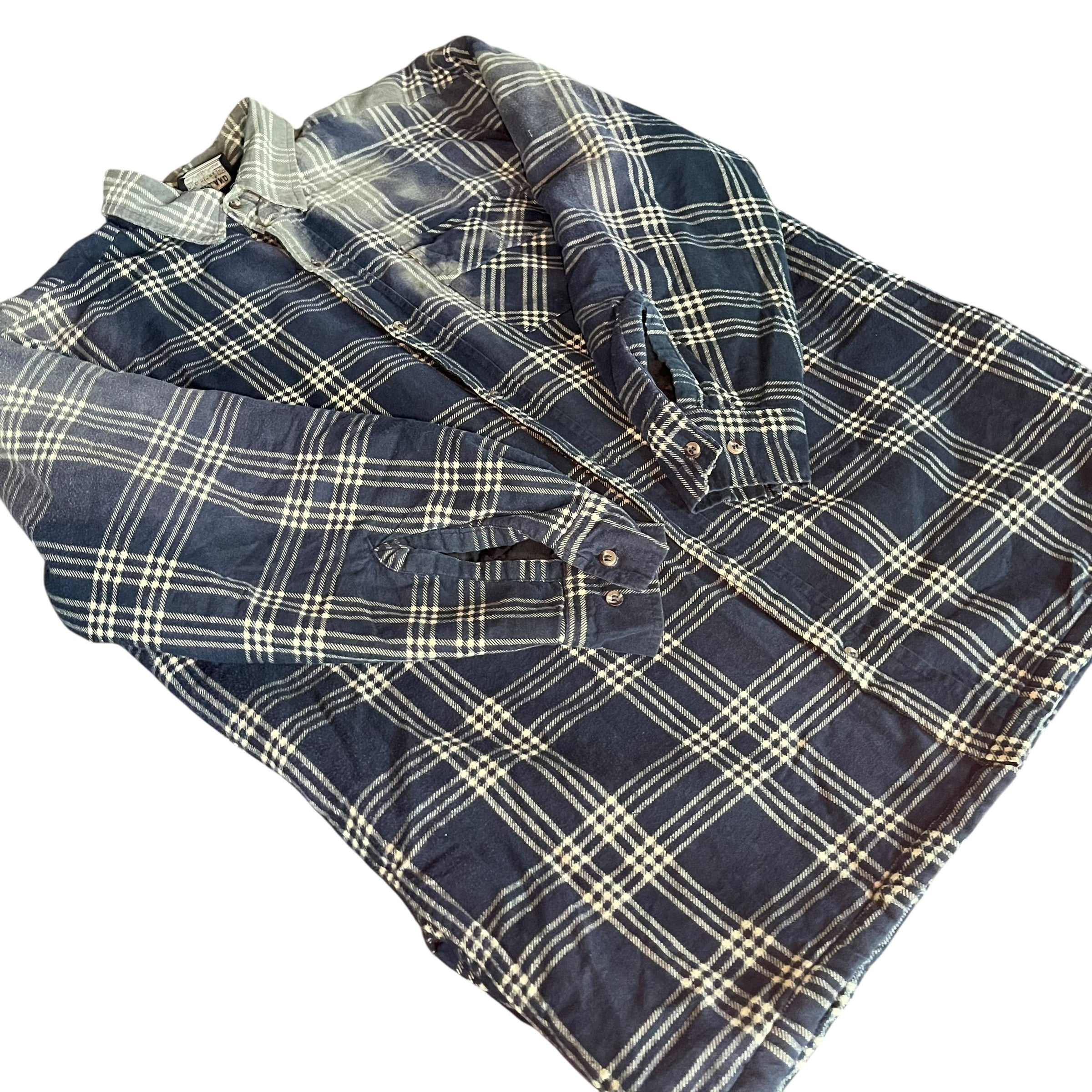 Veste en flanelle bleu marine matelassée et vieillie d'époque