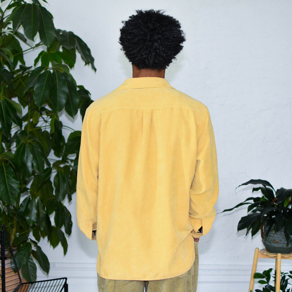 Chemise boutonnée vintage en daim à manches longues