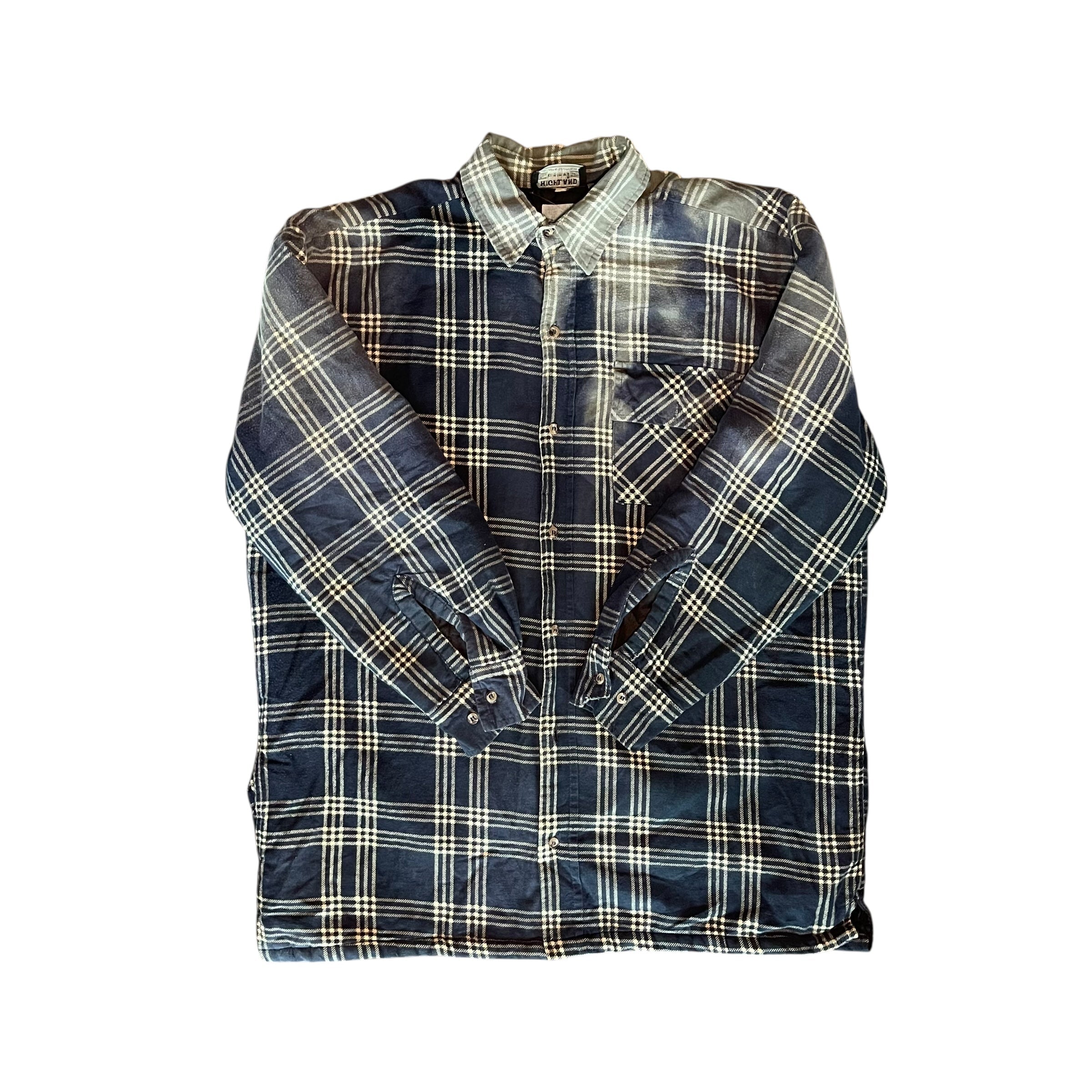 Veste en flanelle bleu marine matelassée et vieillie d'époque