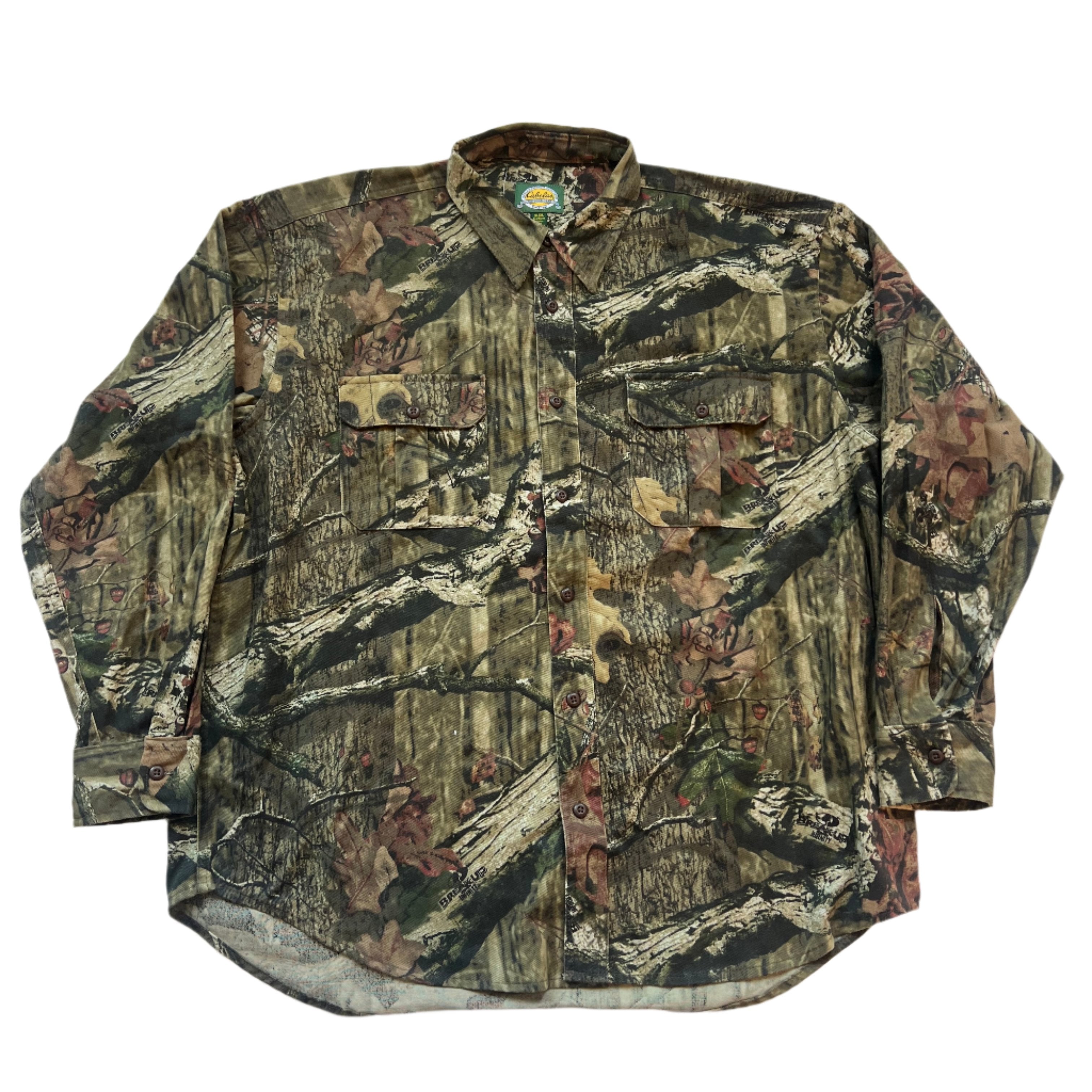 Chemise boutonnée à manches longues motif camouflage vintage