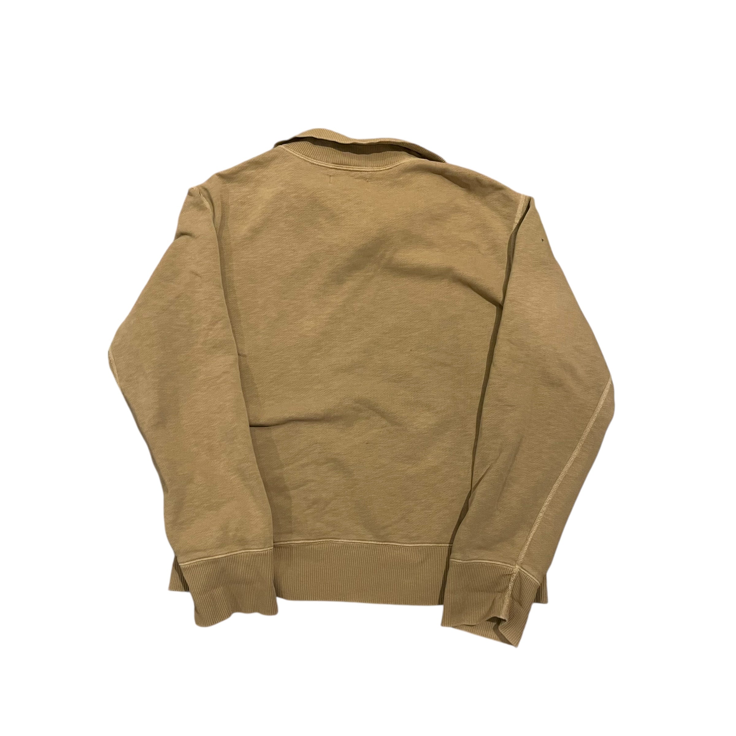 Pull vintage à quart de bouton, couleur camel