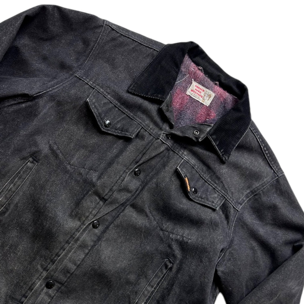 Veste en jean noire doublée flanelle vintage