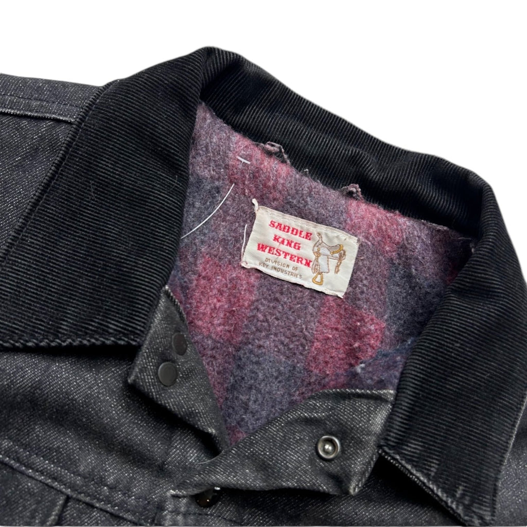 Veste en jean noire doublée flanelle vintage