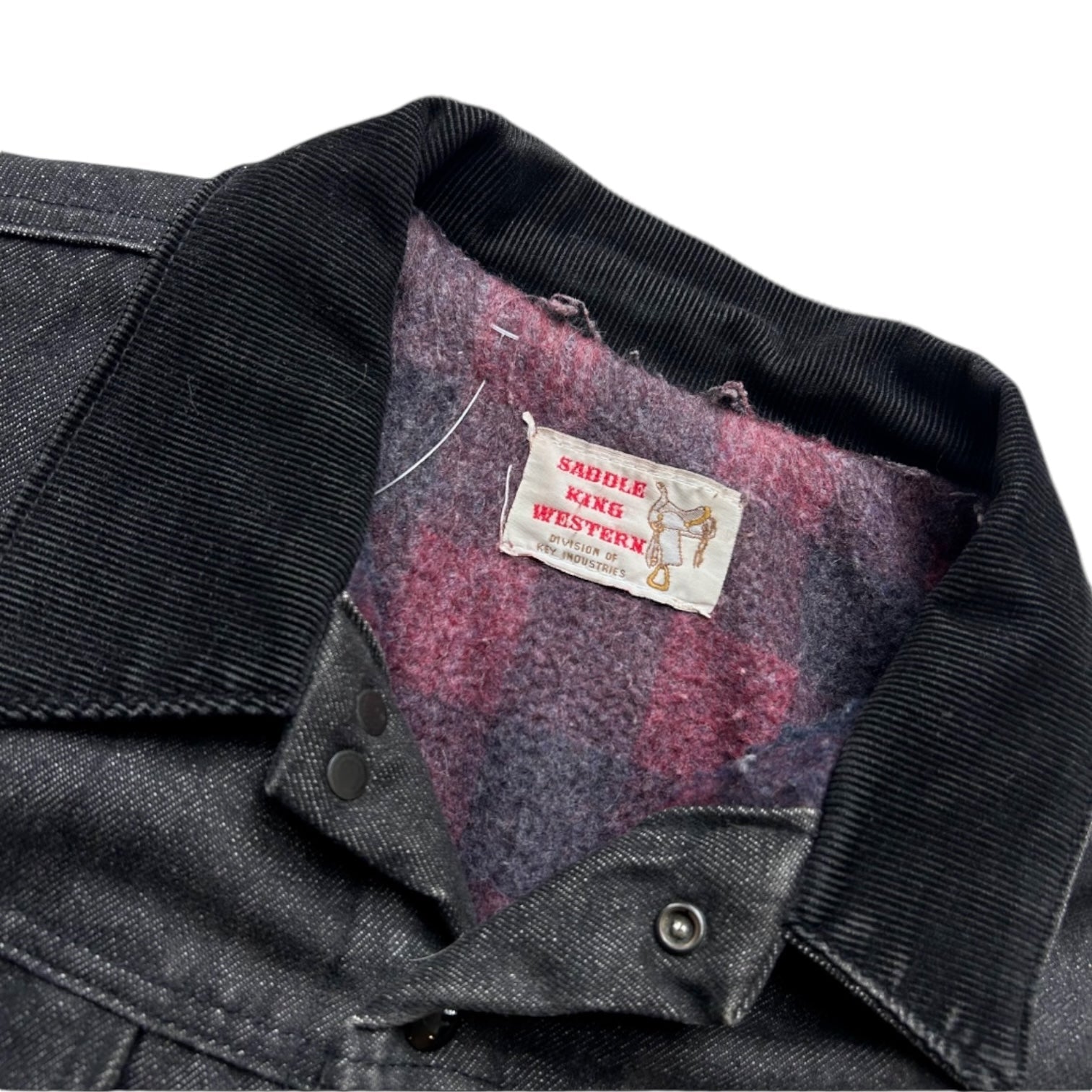 Veste en jean noire doublée flanelle vintage