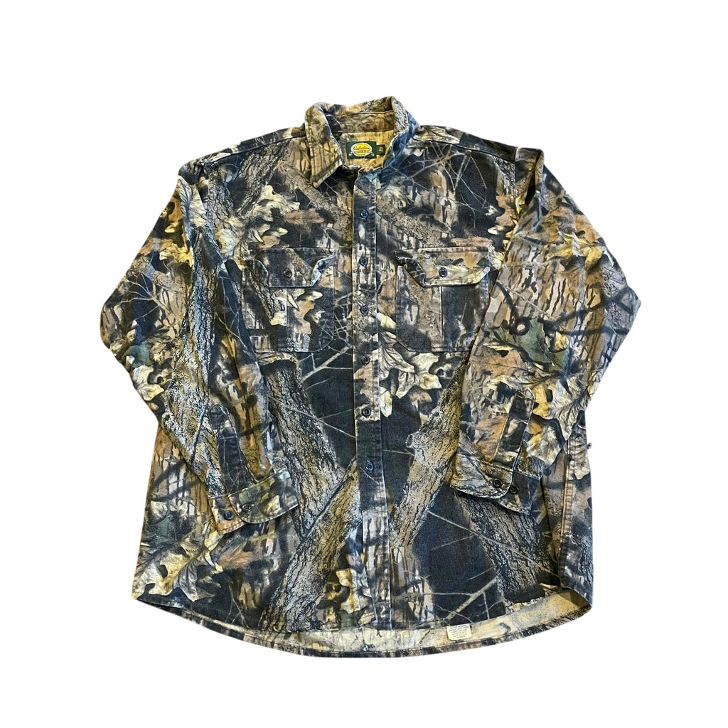 Chemise boutonnée épaisse camouflage vintage