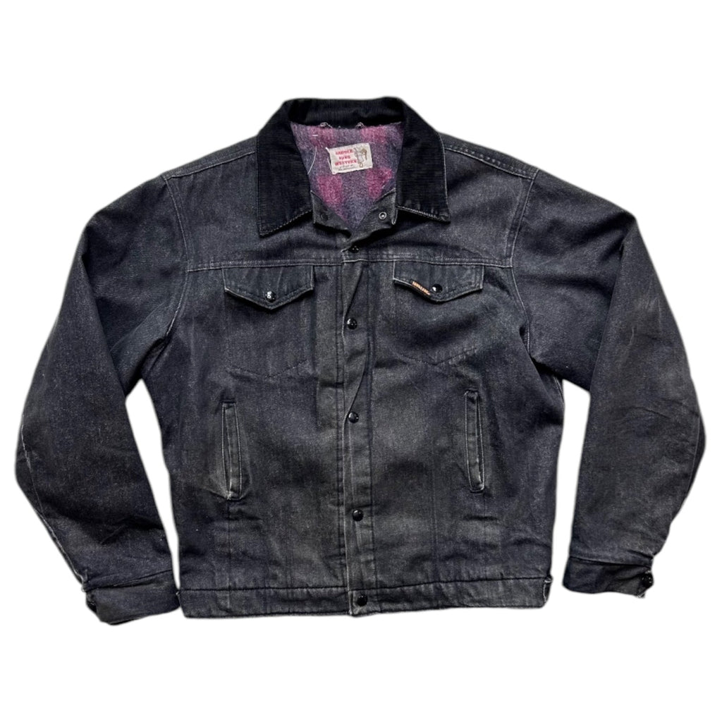 Veste en jean noire doublée flanelle vintage