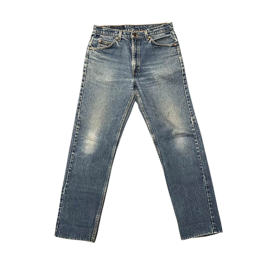 Jean en jean délavé coupe droite classique style années 90