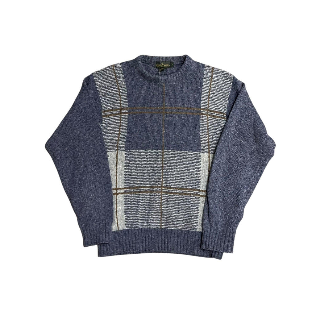 Pull en laine tricoté à rayures vintage