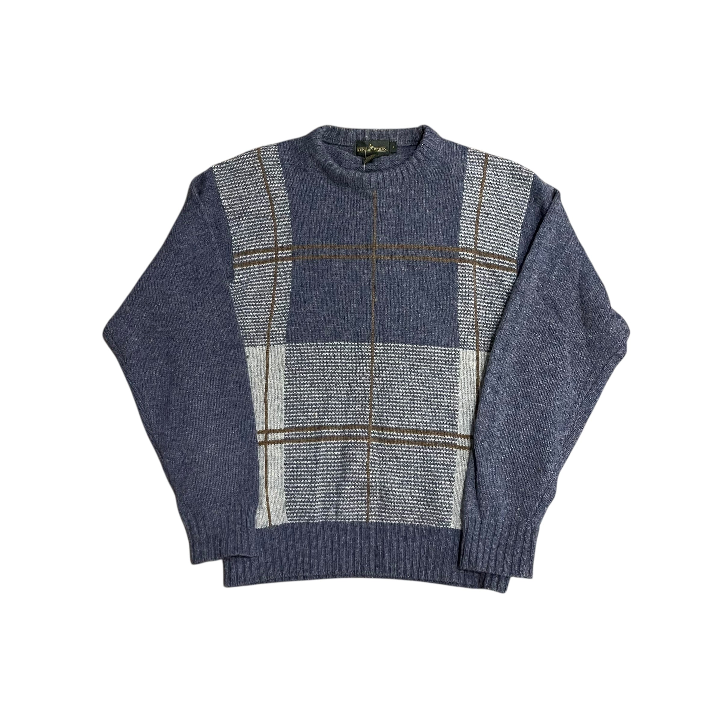 Pull en laine tricoté à rayures vintage