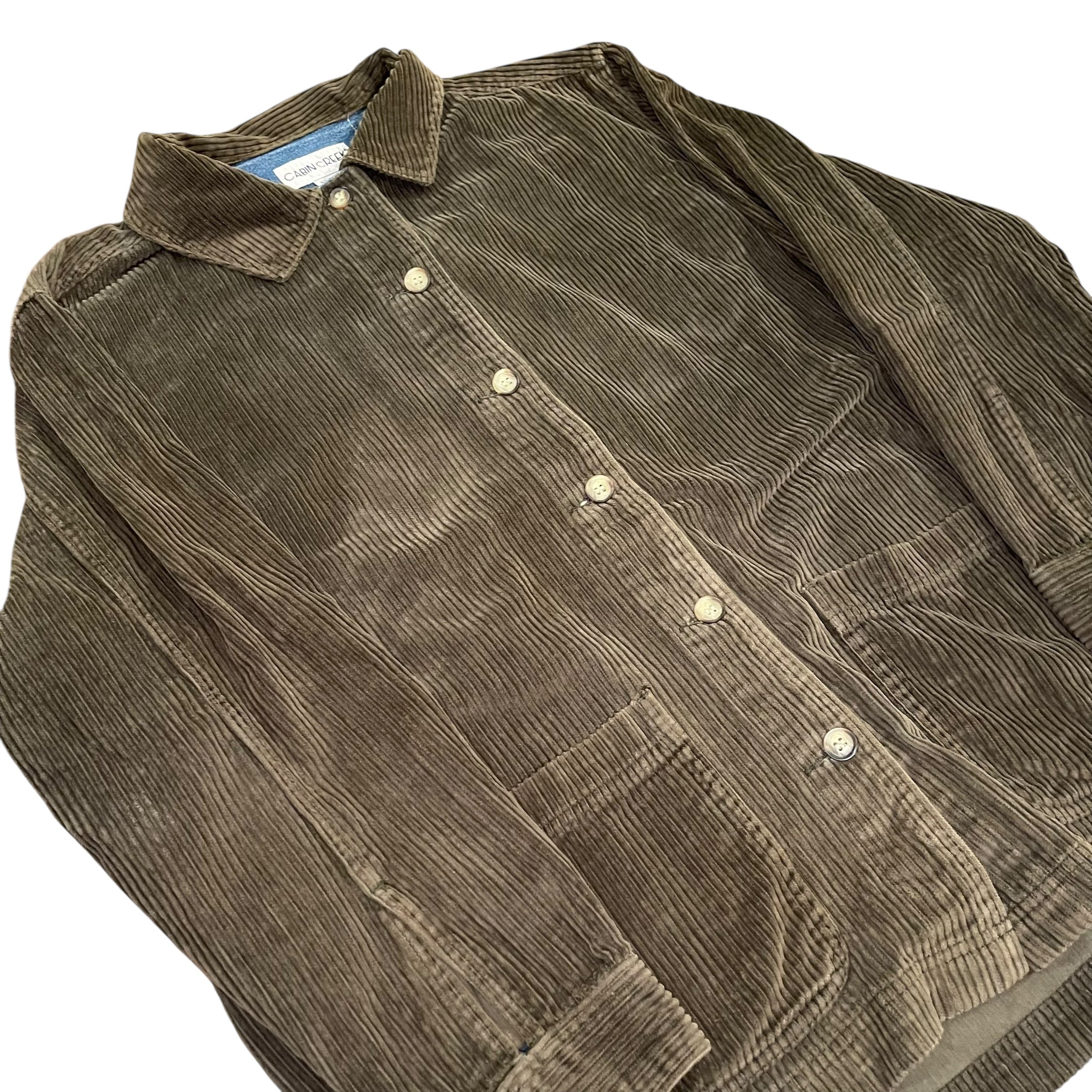 Chemise boutonnée à manches longues en velours côtelé vintage