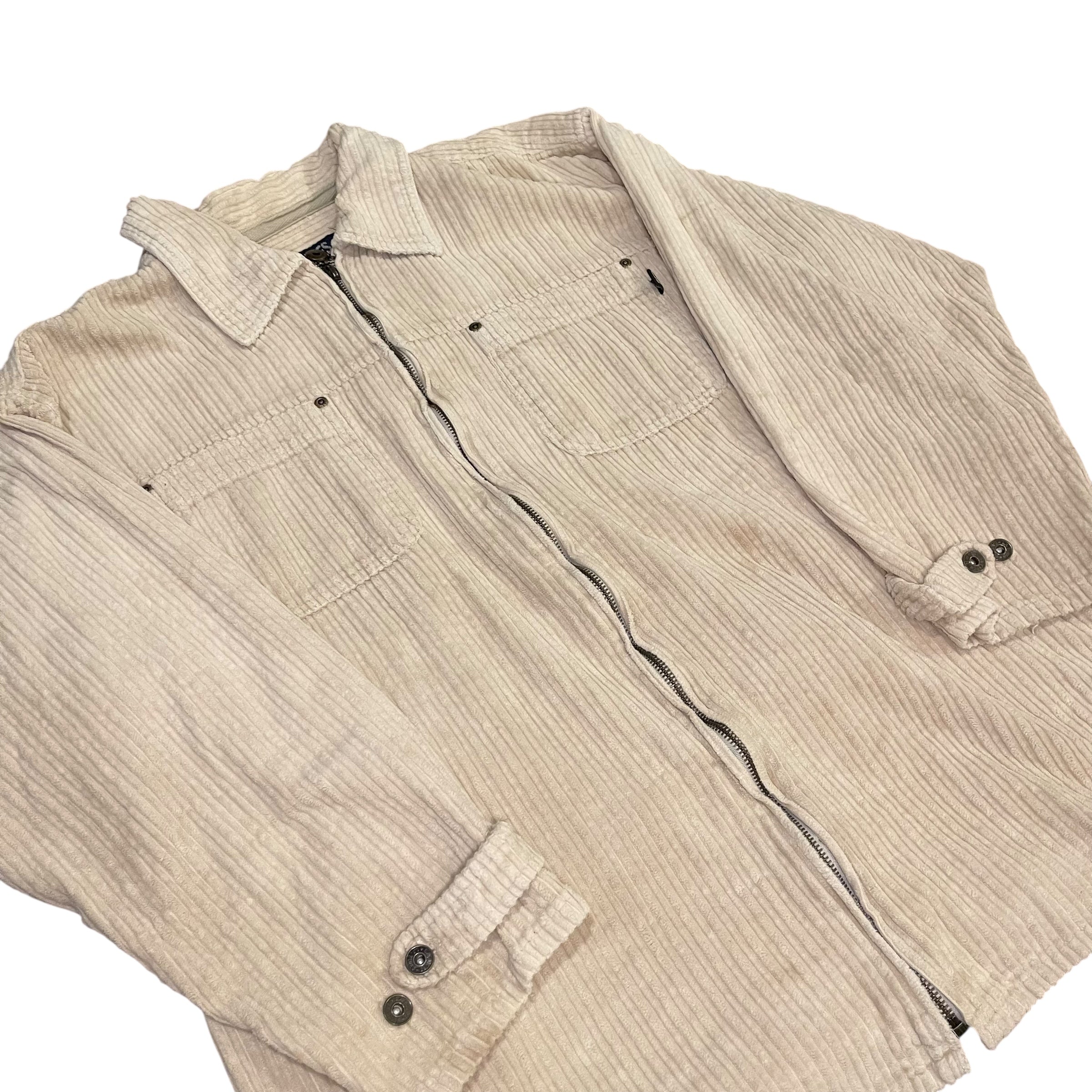 Veste zippée vintage en velours côtelé à manches longues