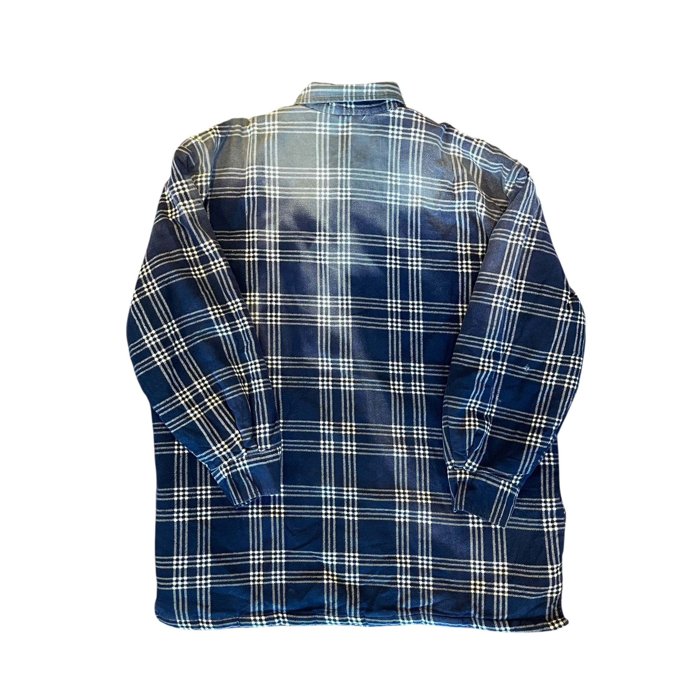 Veste en flanelle bleu marine matelassée et vieillie d'époque