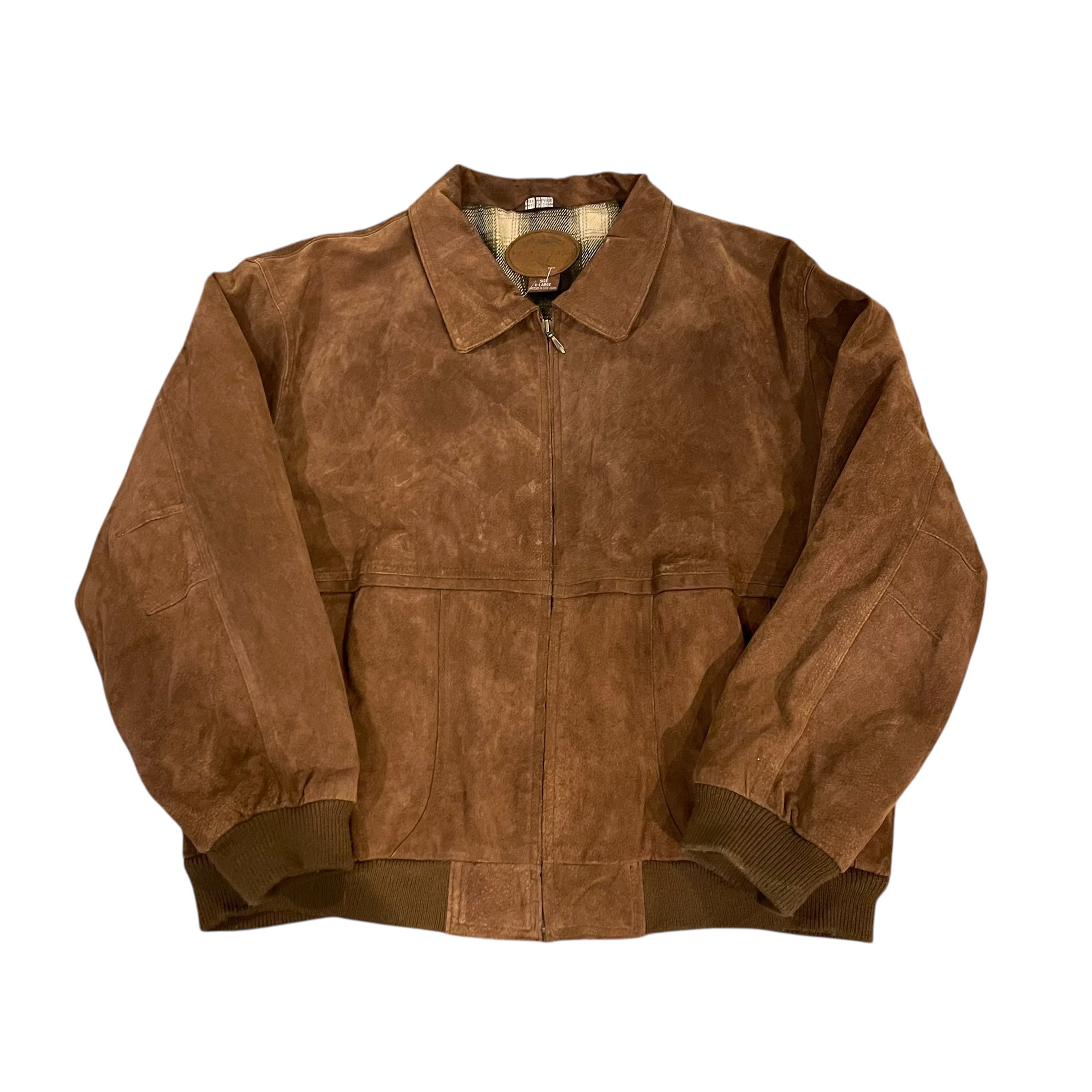 Veste en cuir suédé marron vintage