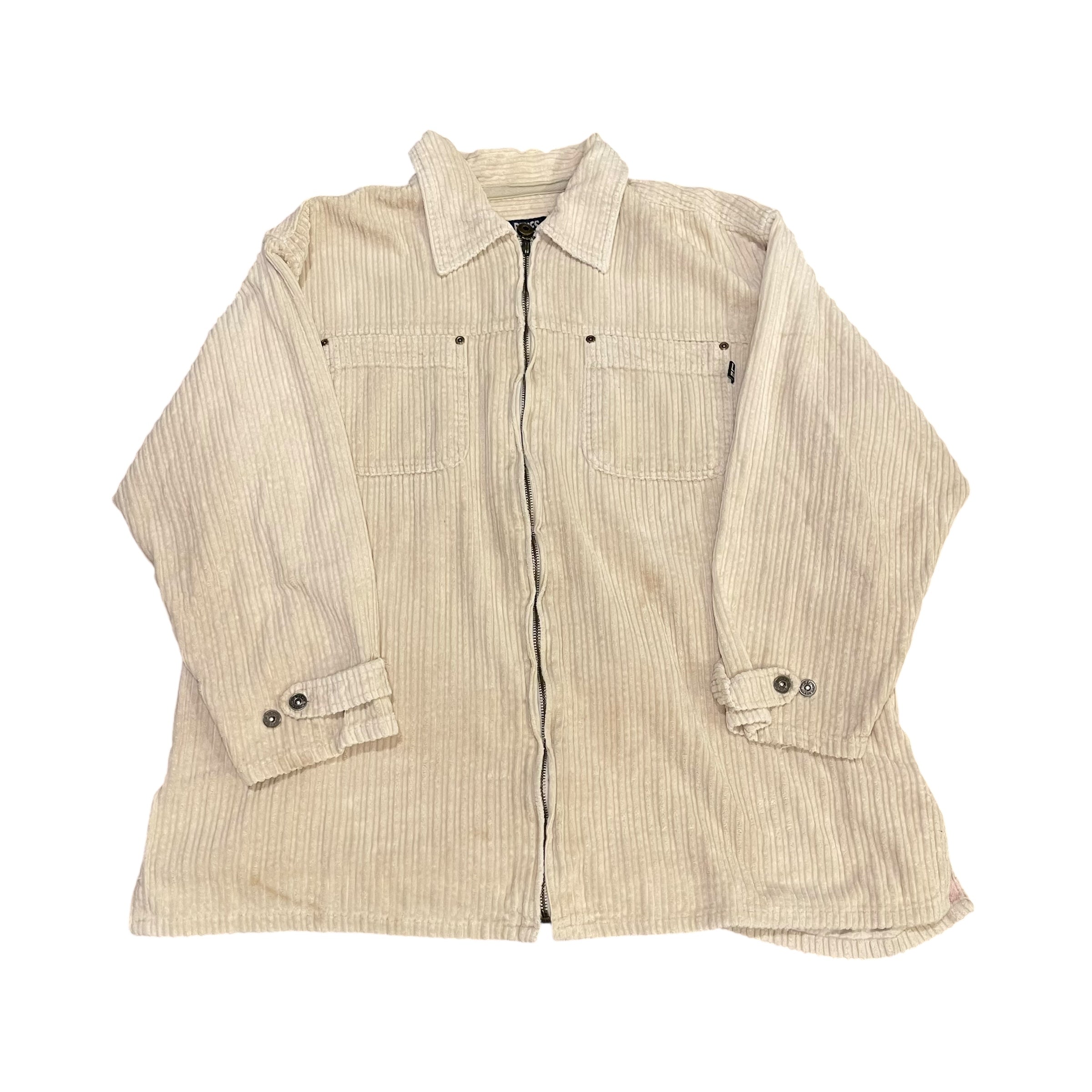 Veste zippée vintage en velours côtelé à manches longues