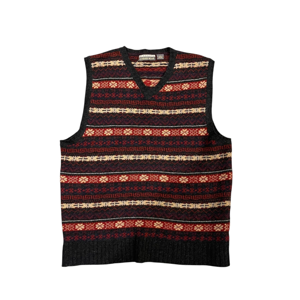 Gilet pull vintage à imprimés multiples