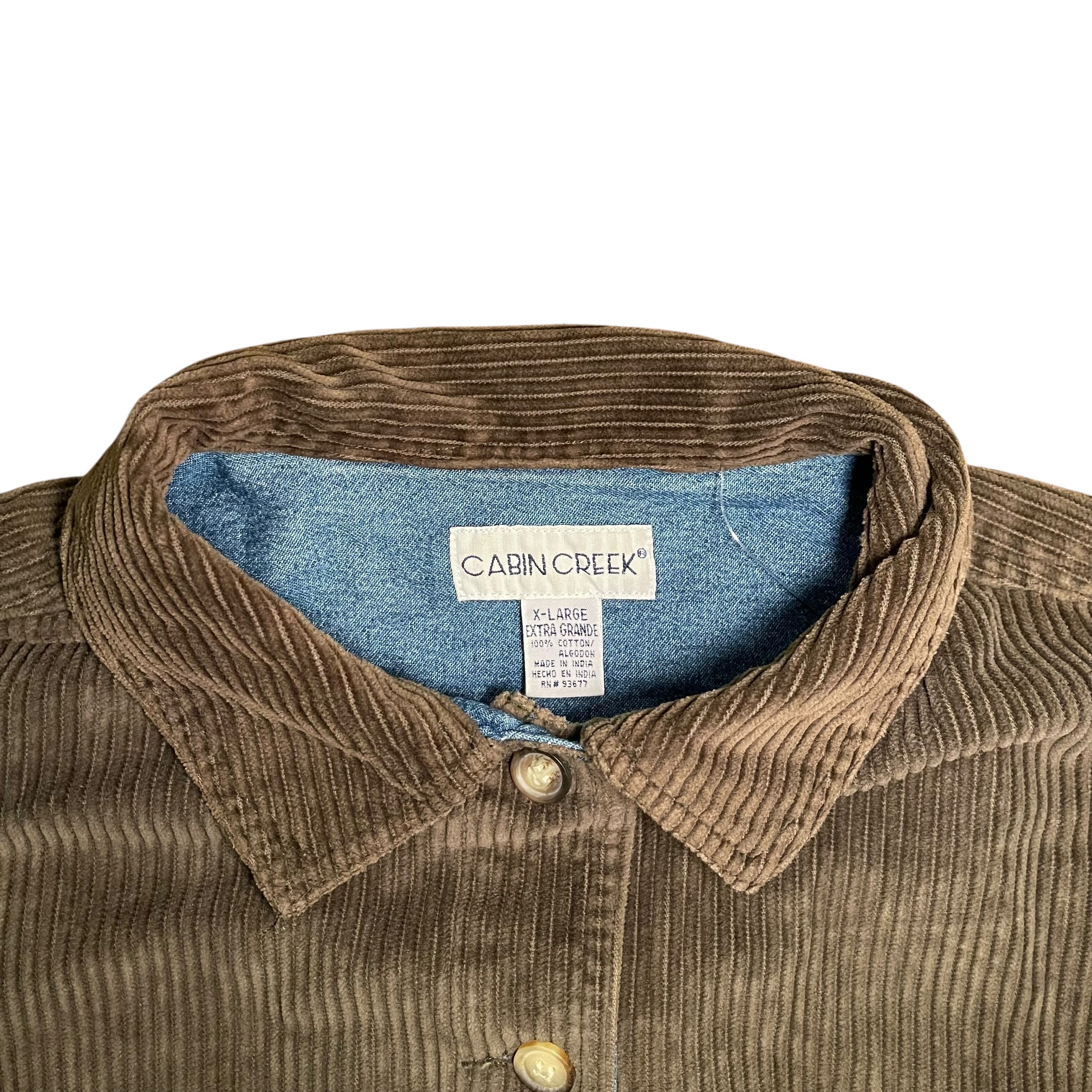Chemise boutonnée à manches longues en velours côtelé vintage