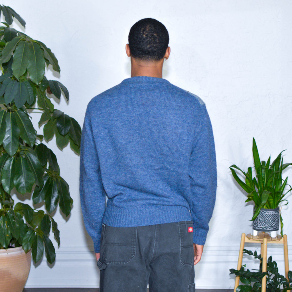 Pull en laine tricoté à rayures vintage