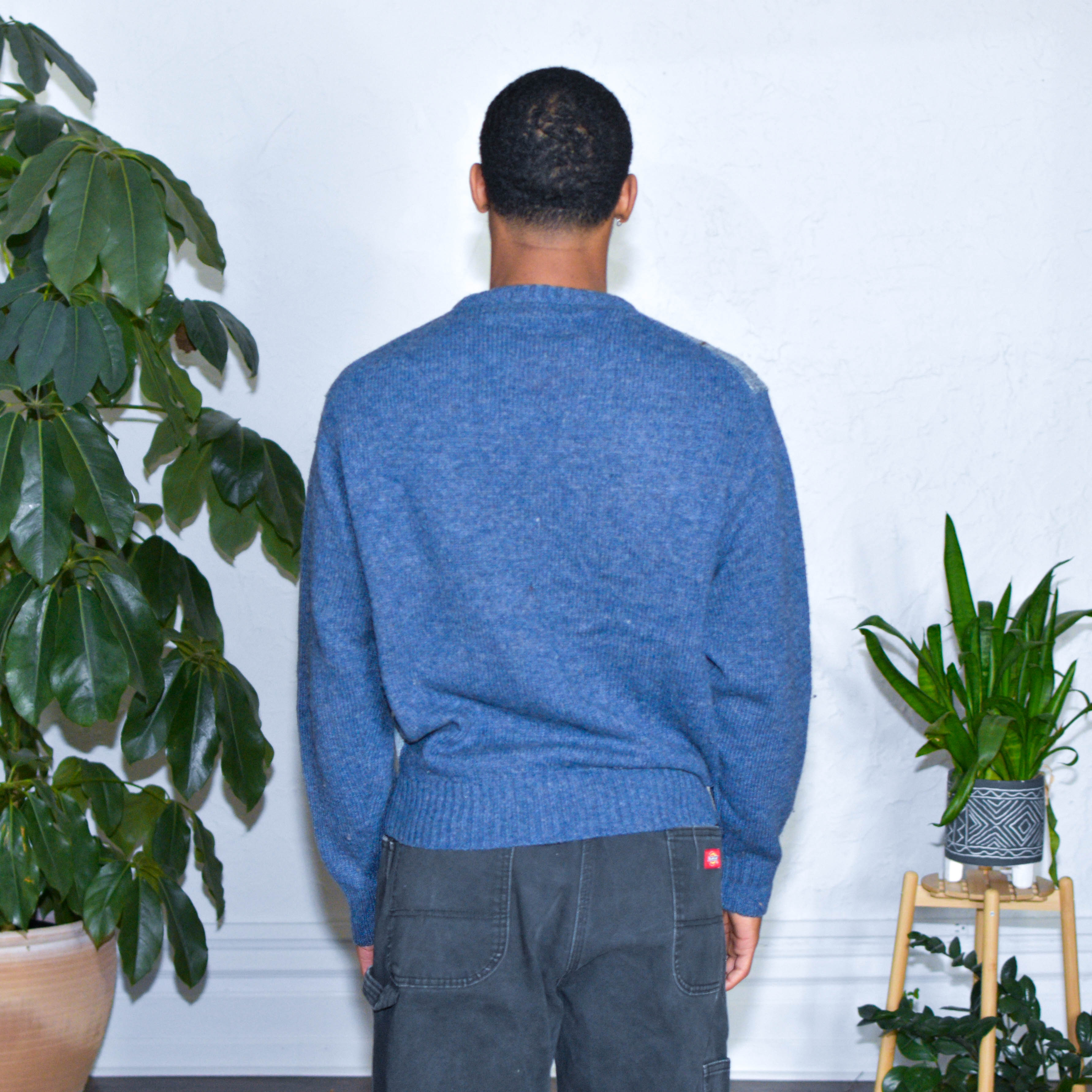 Pull en laine tricoté à rayures vintage