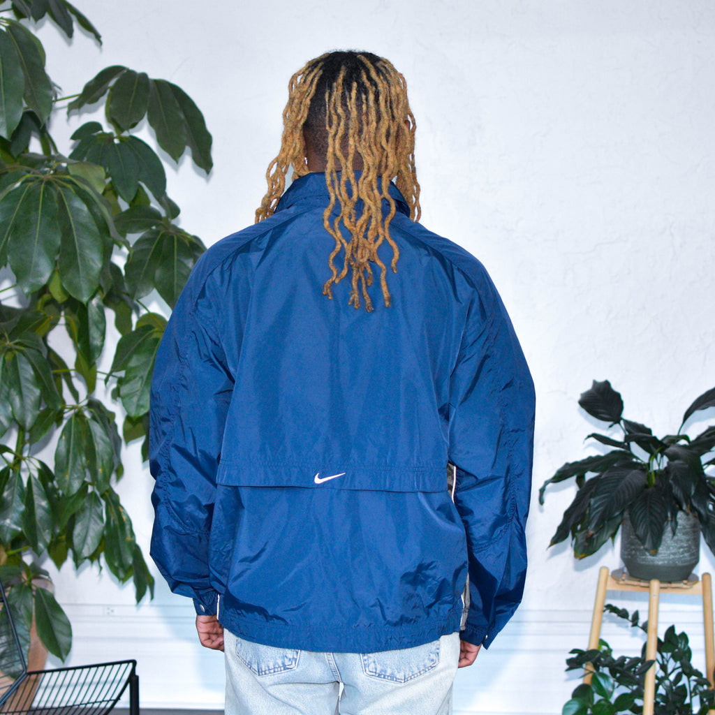 Coupe-vent non doublé vintage bleu marine et gris