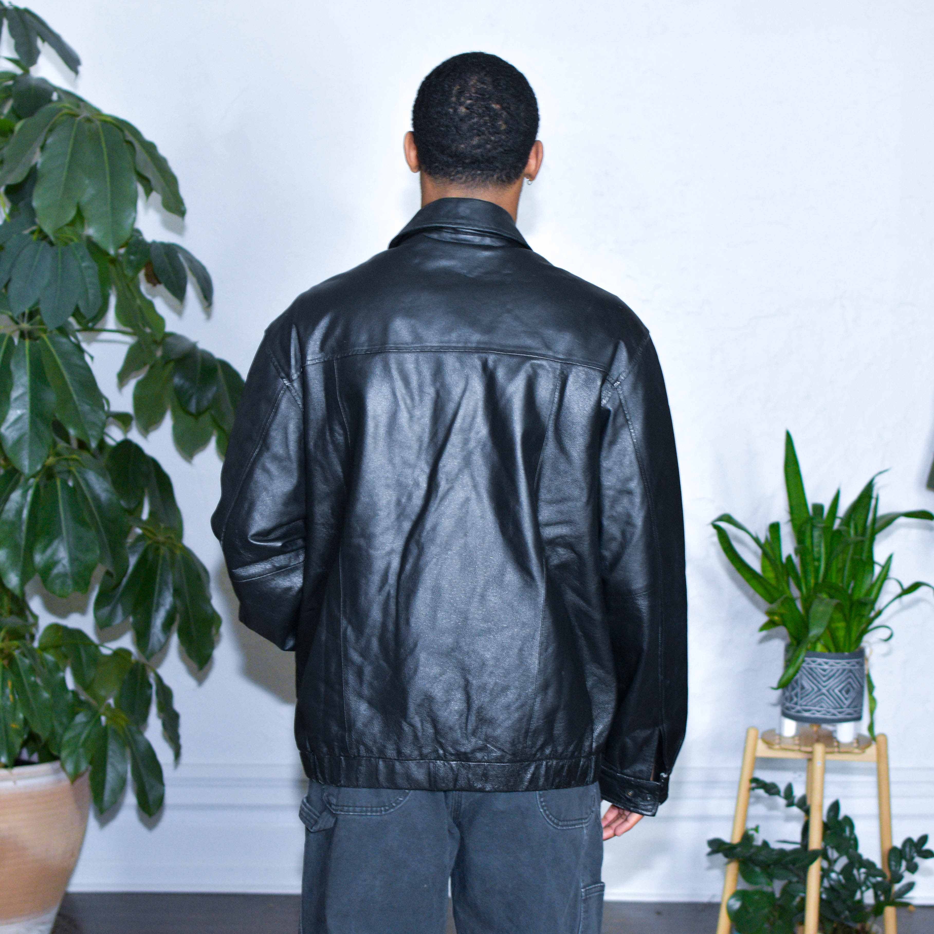 Blouson en cuir noir vintage