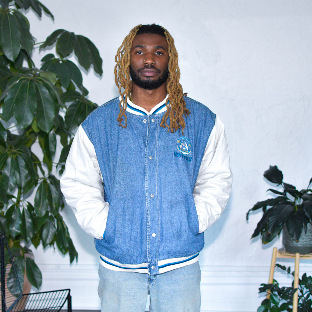Veste en jean matelassée coupe Teddy vintage années 90