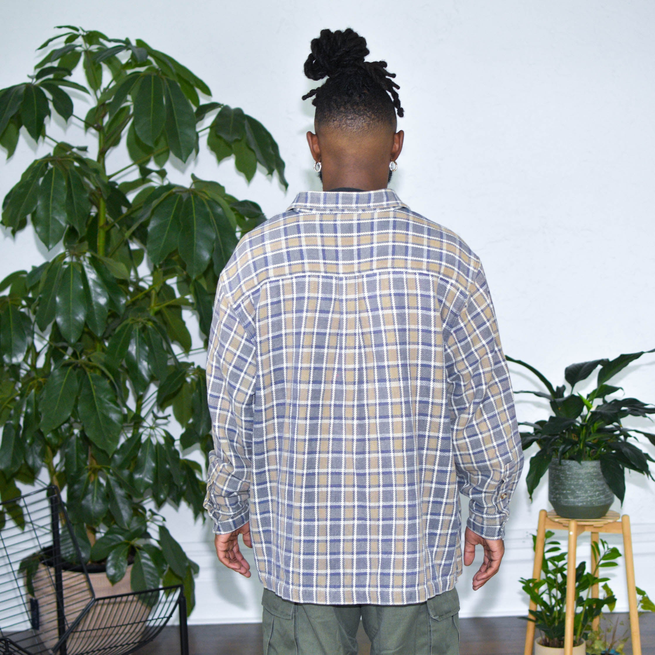Chemise à carreaux vintage zippée