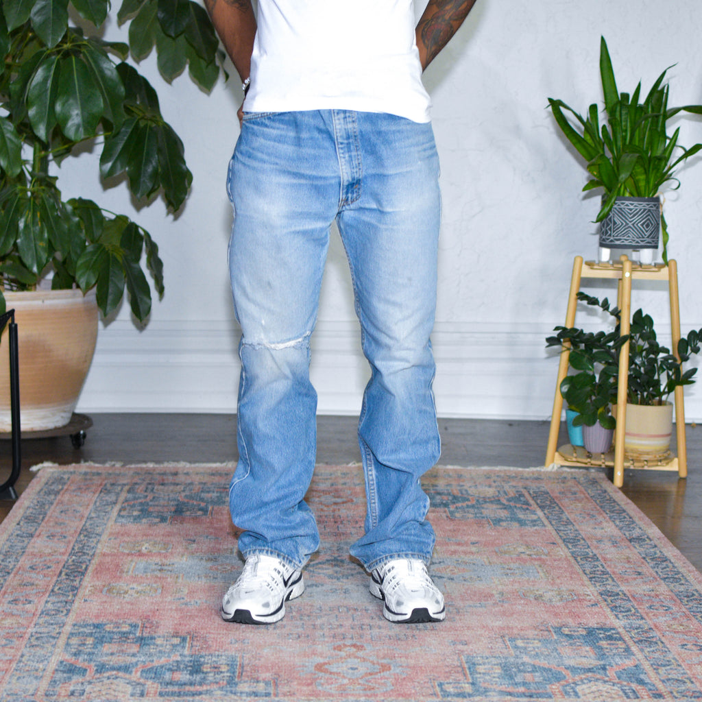 Jeans en denim délavé, style années 80