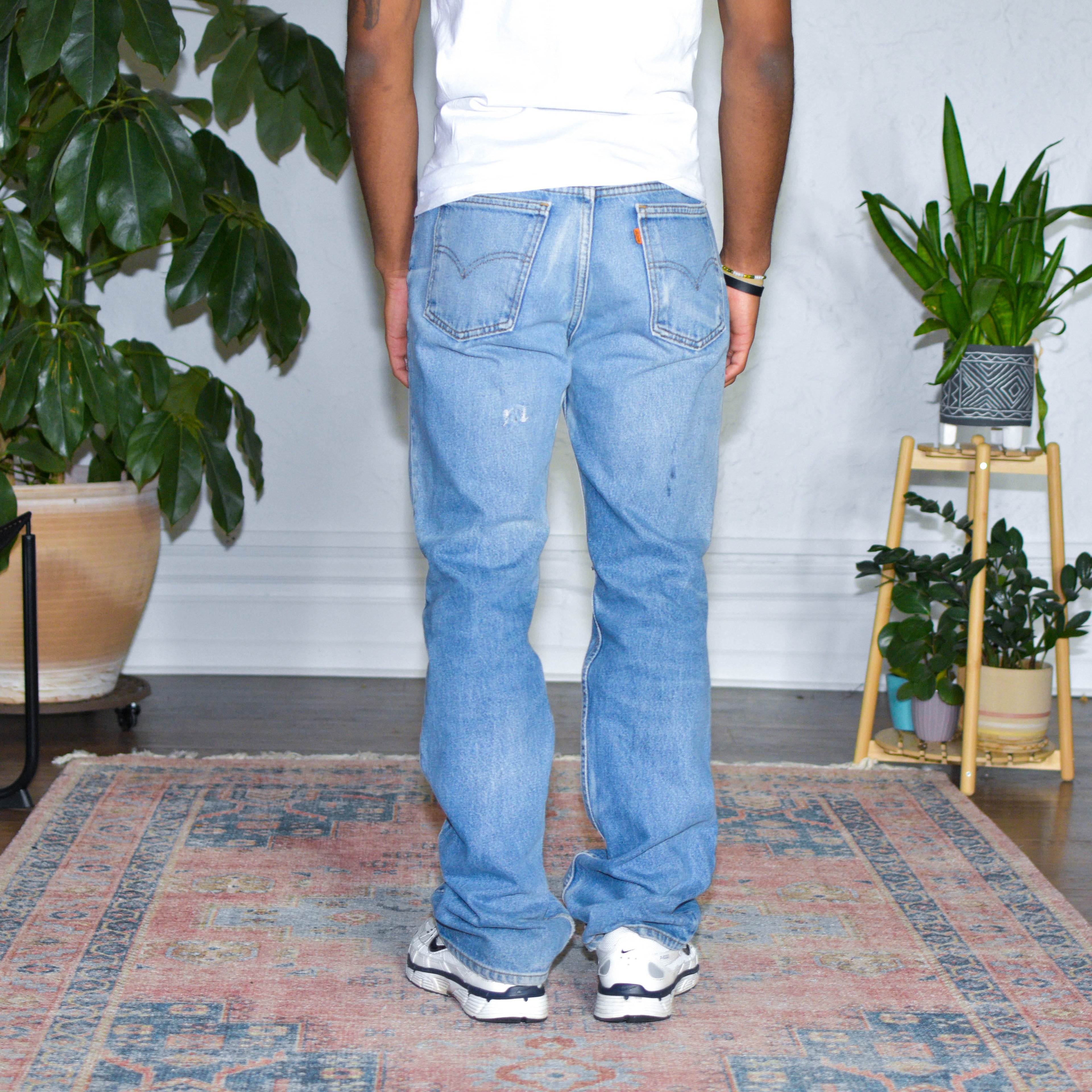 Jeans en denim délavé, style années 80