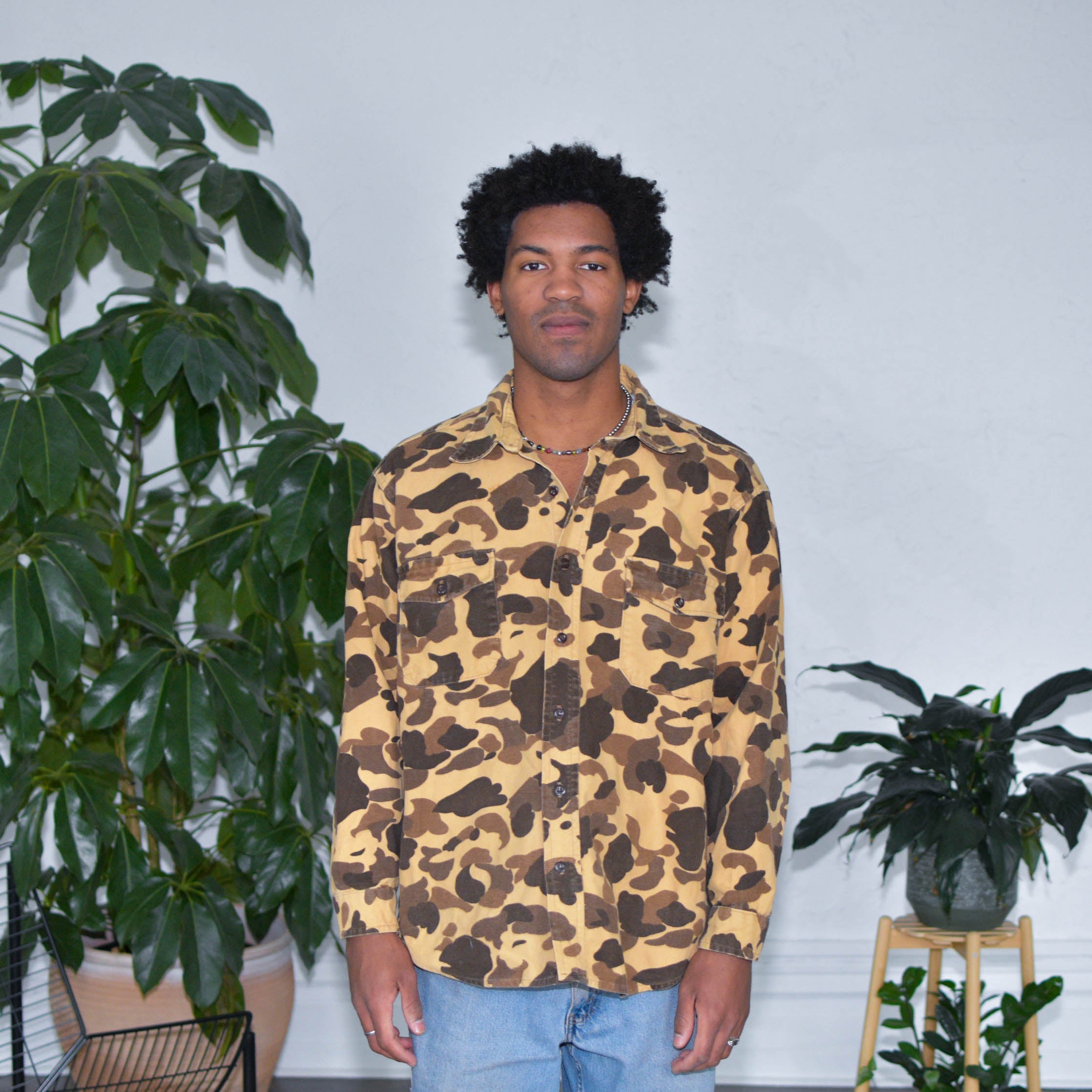 Flanelle camouflage vintage marron clair