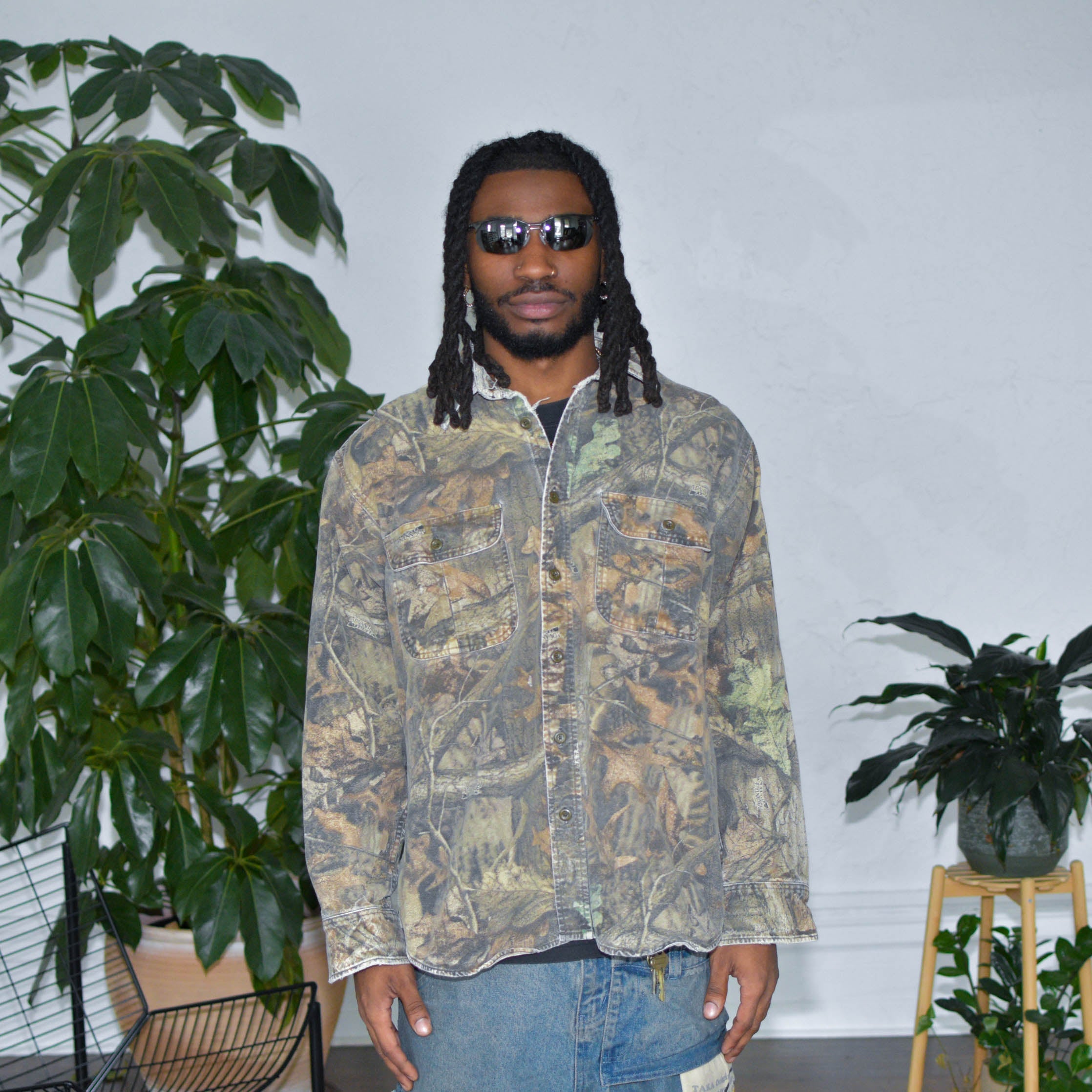 Chemise à carreaux camouflage vintage