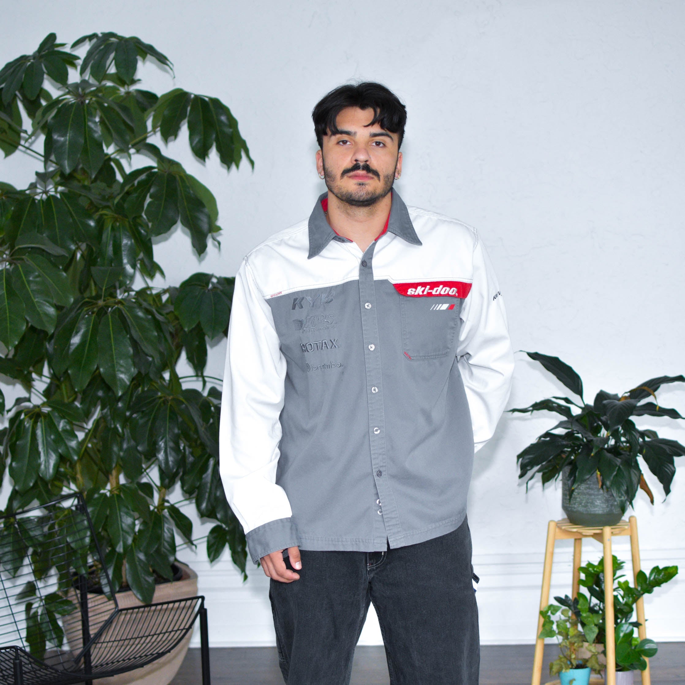 Chemise boutonnée vintage à manches longues Racing