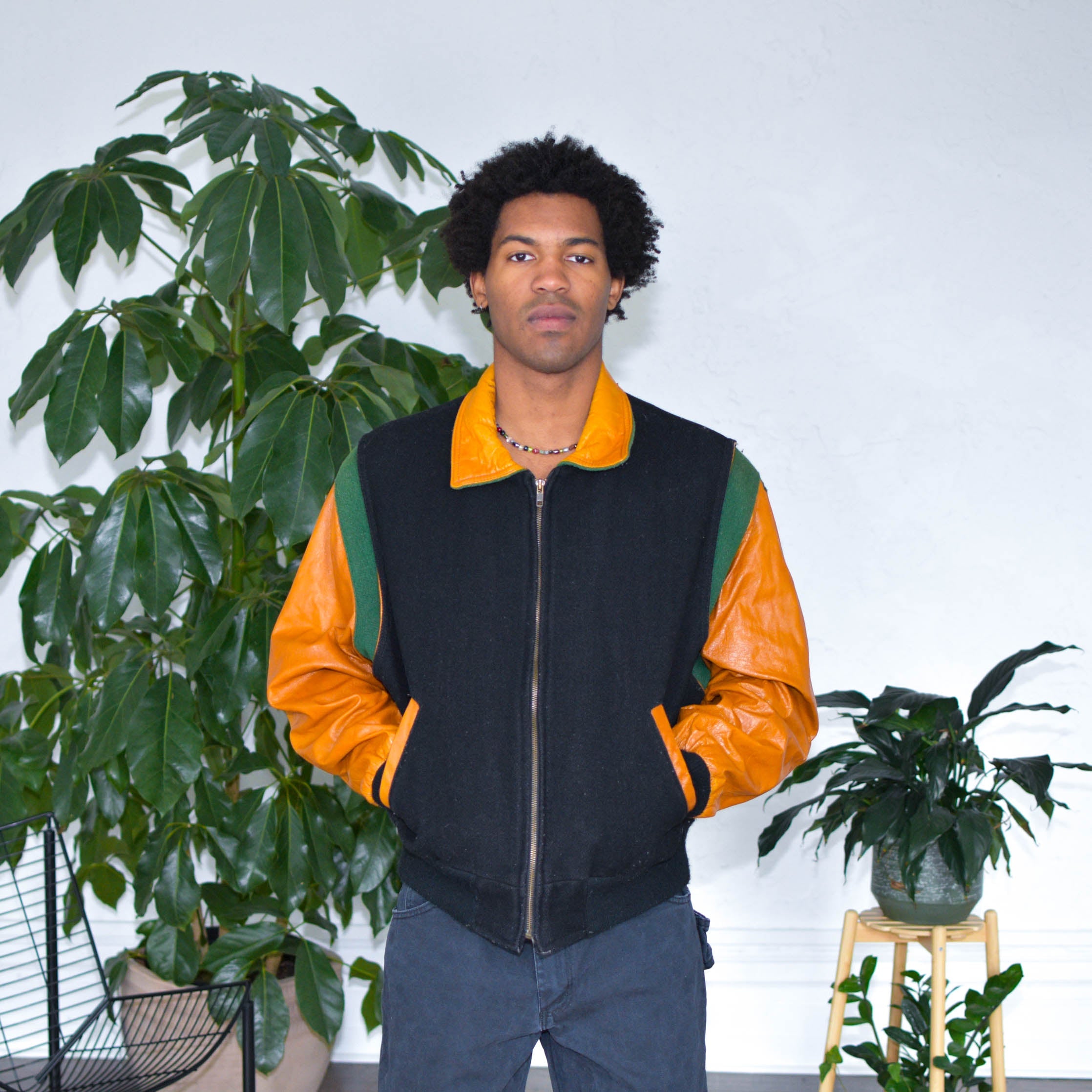 Blouson Letterman matelassé vintage années 90
