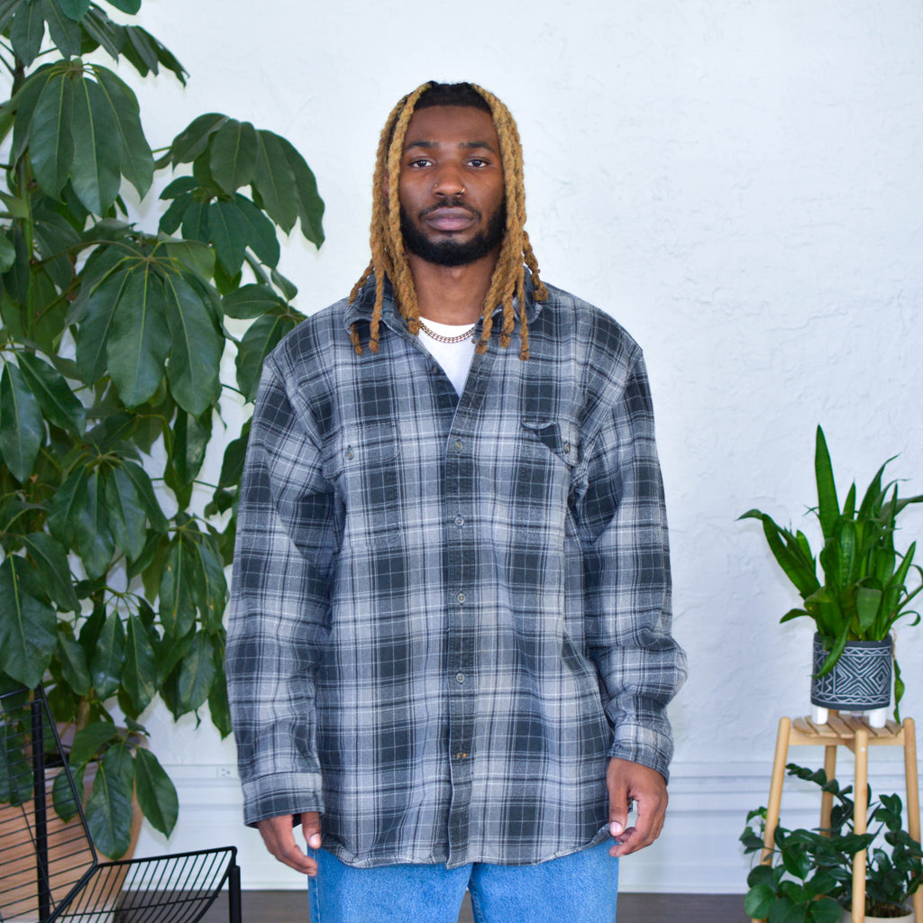 Chemise en flanelle épaisse bleu vintage