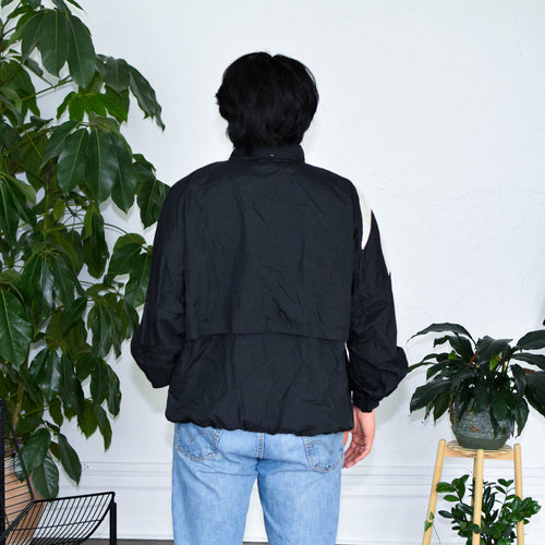 Coupe-vent vintage noir et blanc zippé