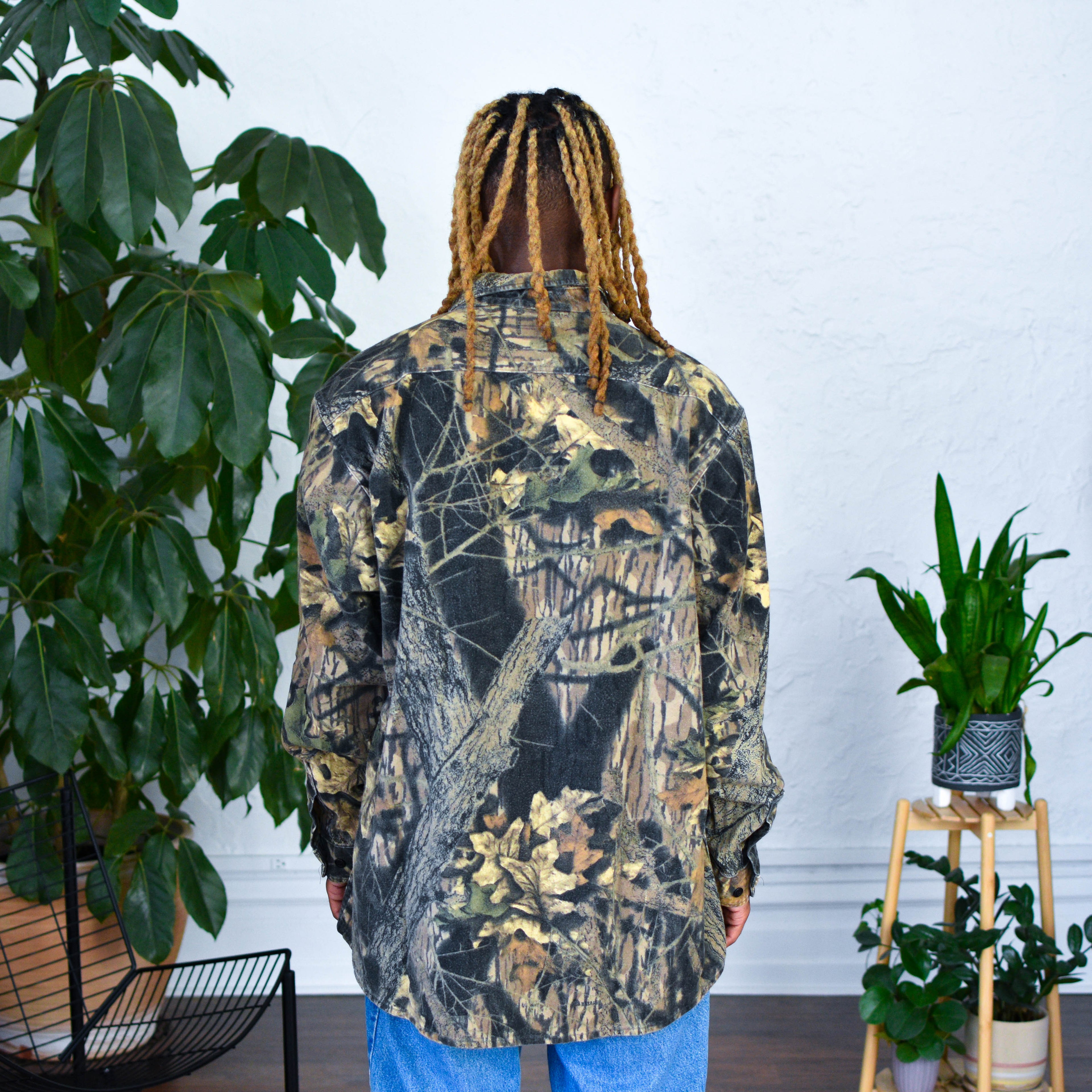 Chemise boutonnée épaisse camouflage vintage