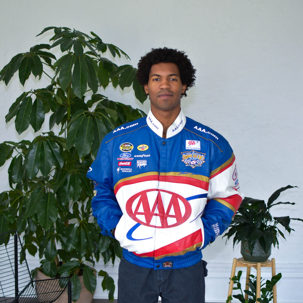 Blouson en cuir de course vintage