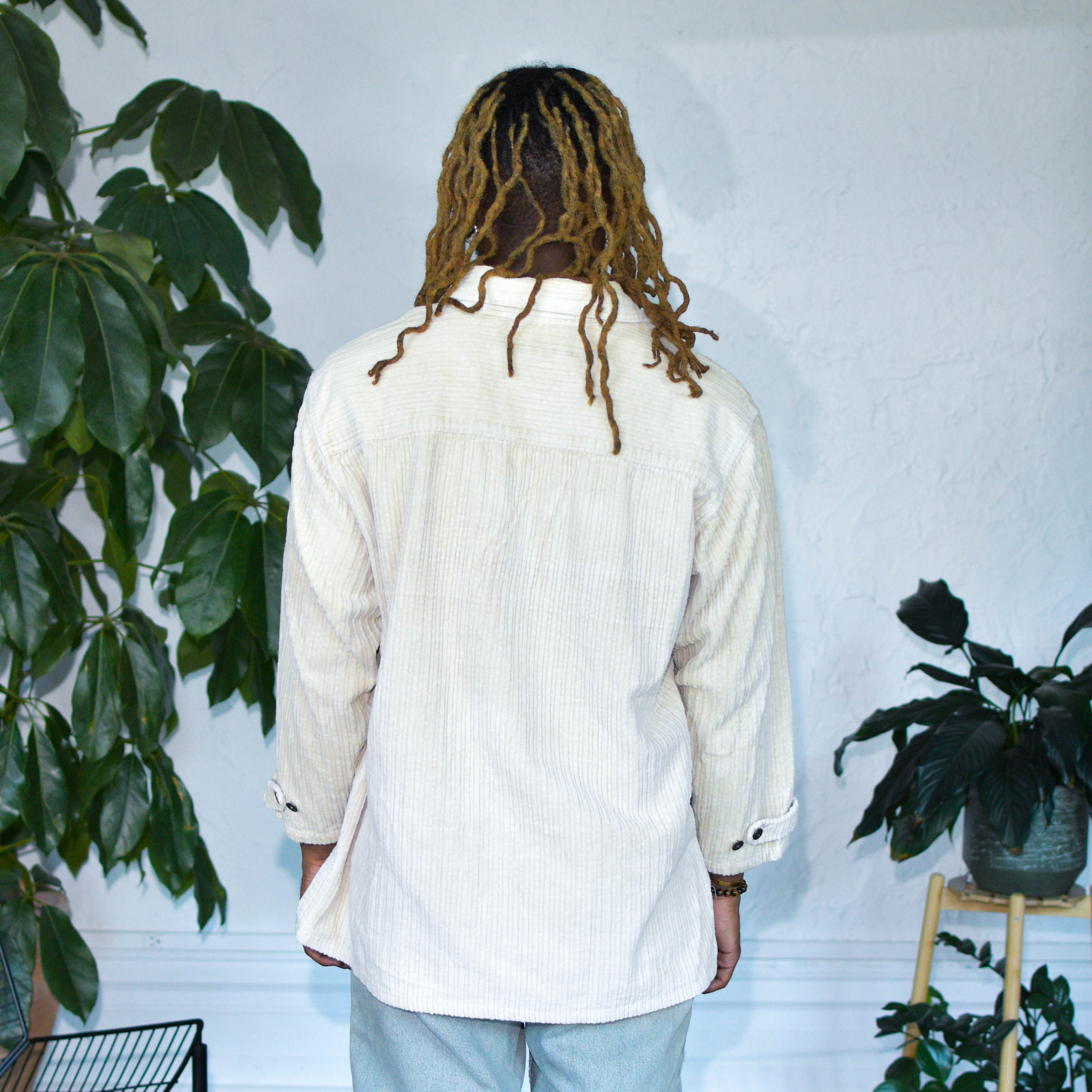 Veste zippée vintage en velours côtelé à manches longues