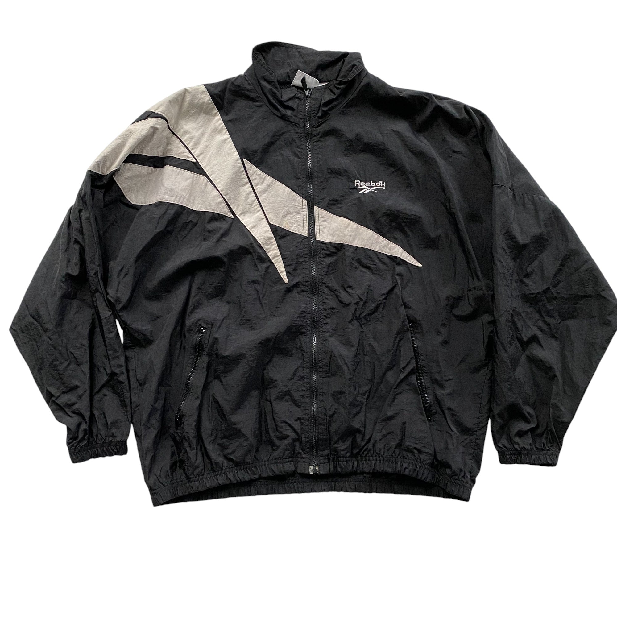 Coupe-vent vintage noir et blanc zippé