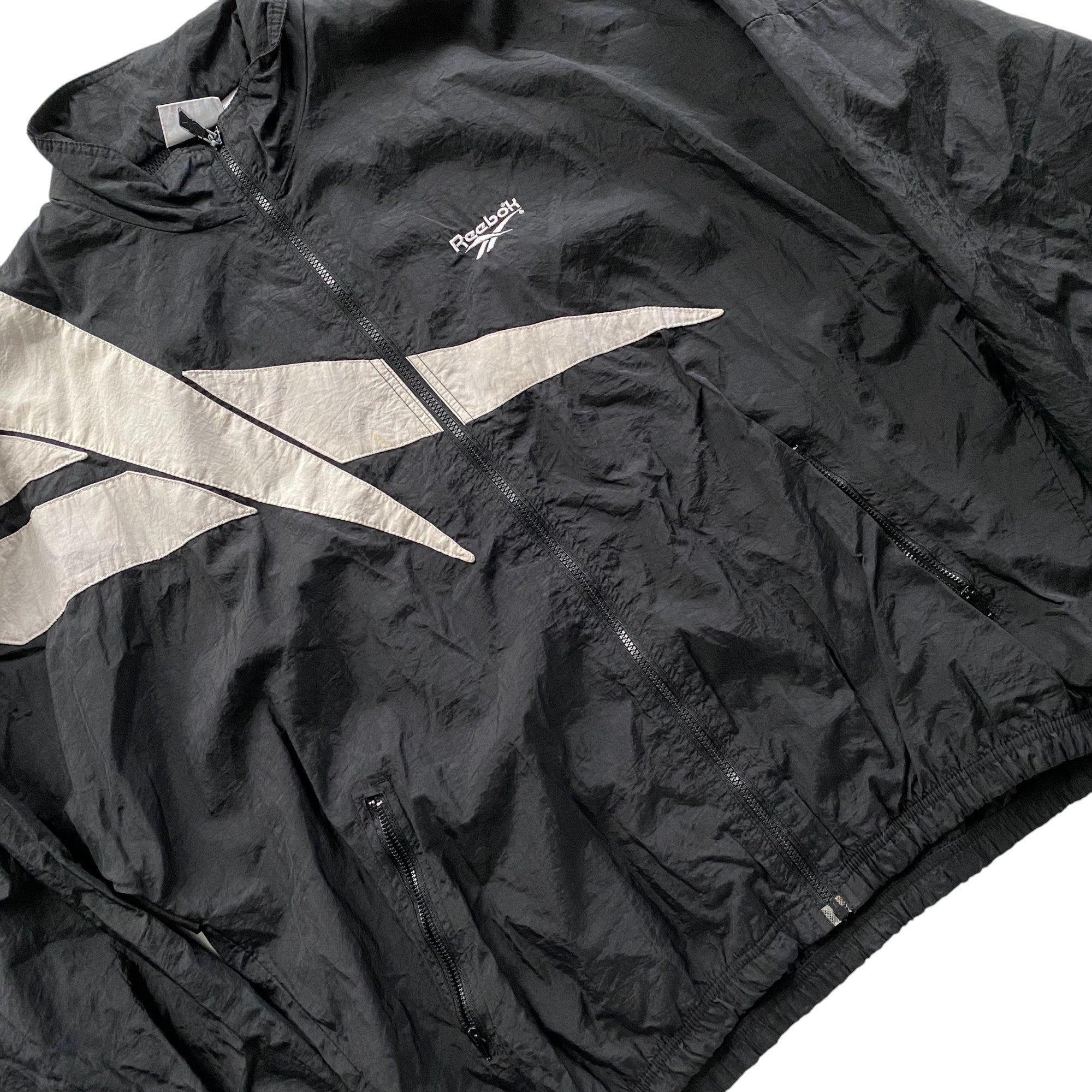 Coupe-vent vintage noir et blanc zippé
