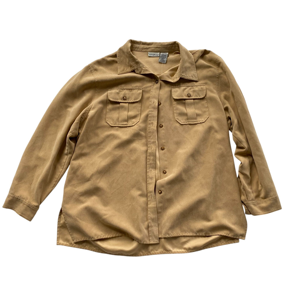 Chemise boutonnée vintage en daim à manches longues
